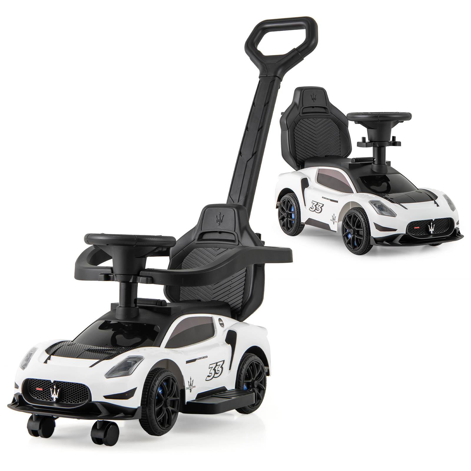 3 in 1 Ride on Push Car Maserati Licensed Foot to Floor Sliding Car 18 Babyjoy