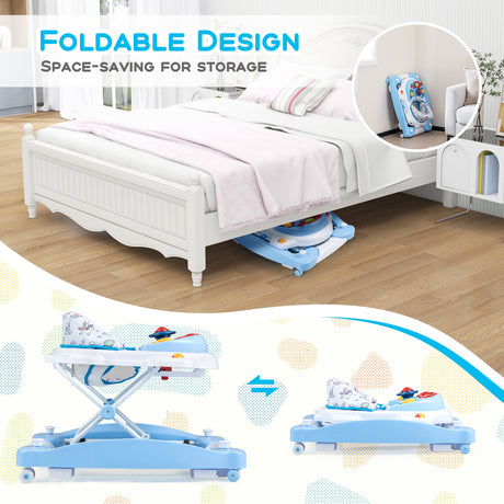 BABY JOY Foldable 6 in 1 Baby Walker Adjustable Toddler Walker Activity Center