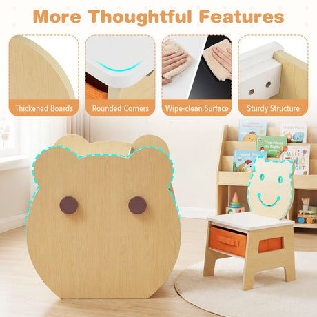 Bear Themed Kids Art Table and Chair Set