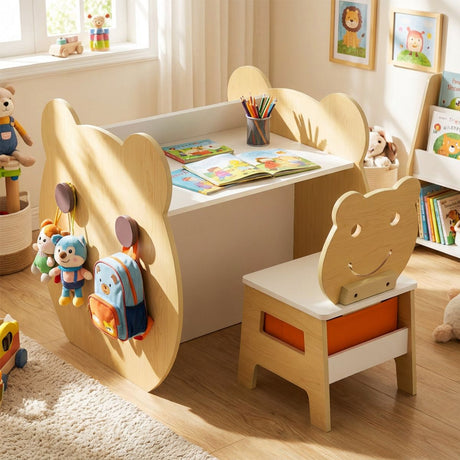 Bear Themed Kids Art Table and Chair Set