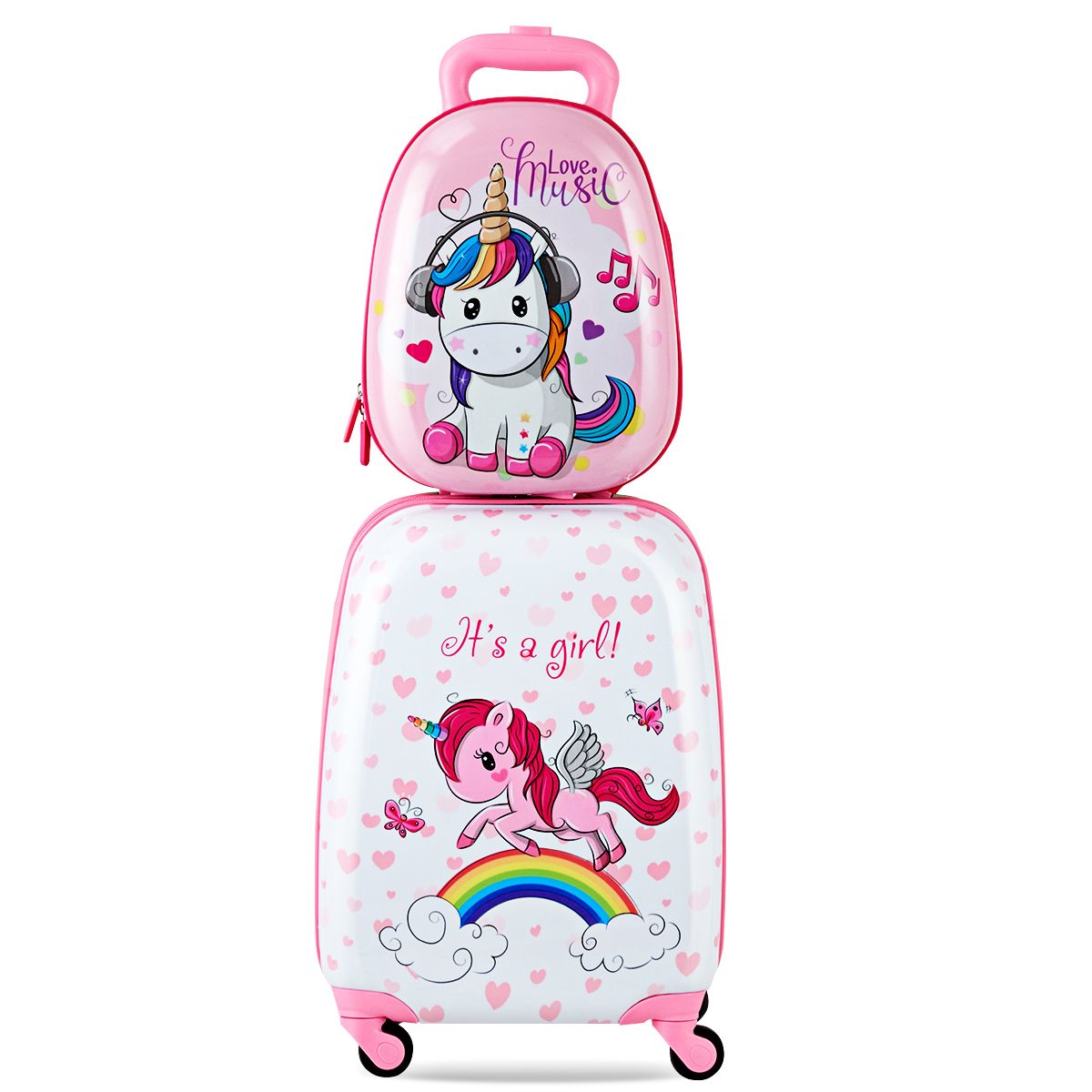 BABY JOY 2 PCS Kids Luggage Set, 13" & 16" Kids Carry On Suitcase Set