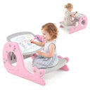 HONEY JOY Convertible Kids Activity Table Set, Multi-Functional Angle-Adjustable Toddler Easel w/Erasable Whiteboard, Whale Shape