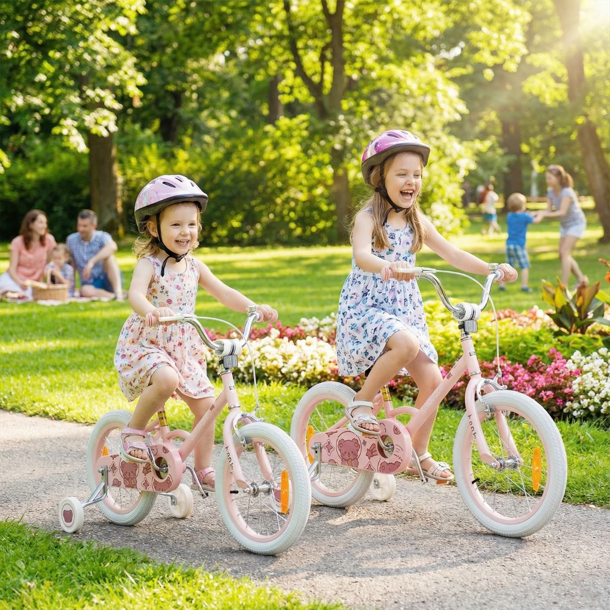 Children Training Bike with Adjustable Handlebar and Seat