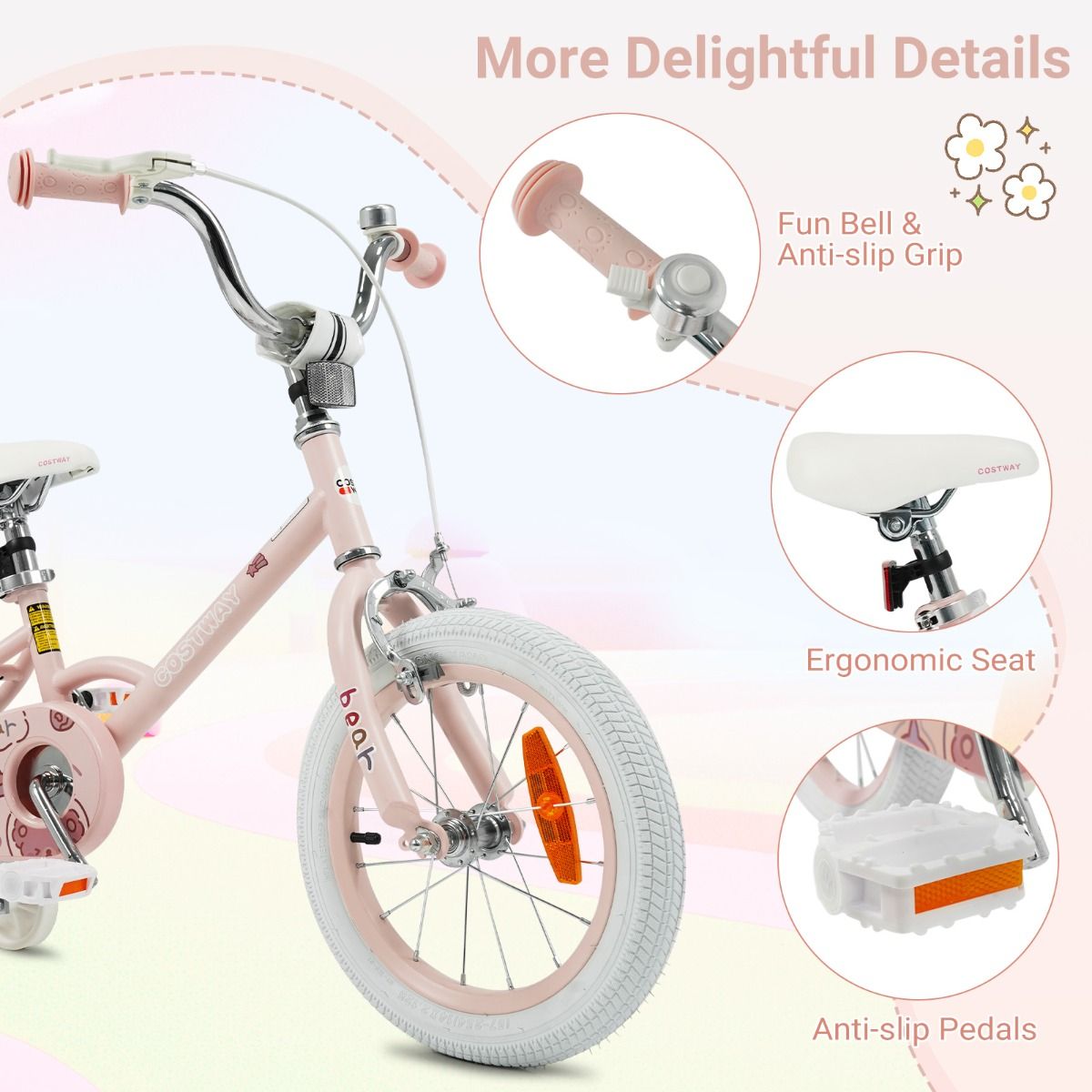 Children Training Bike with Adjustable Handlebar and Seat