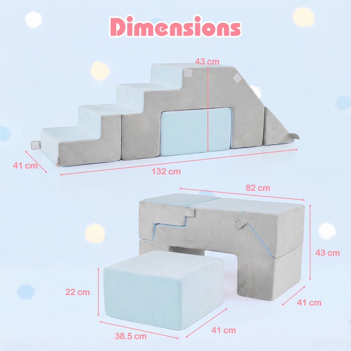 4-in-1 Foam Climbing Blocks with Slide and Stair