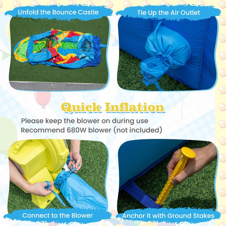 Clownland Bouncy Castle with Climbing Surface and Long Slide