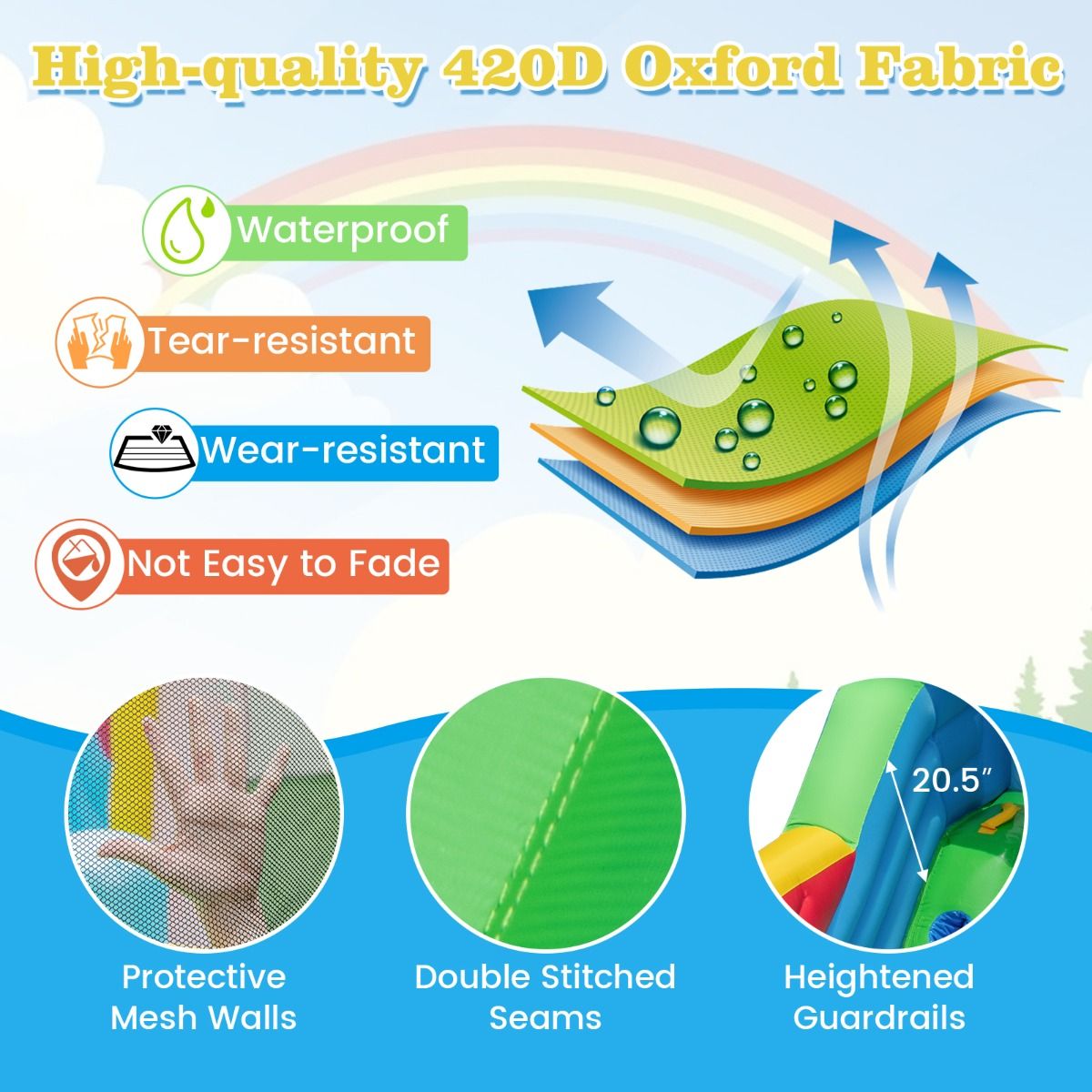 Clownland Bouncy Castle with Climbing Surface and Long Slide