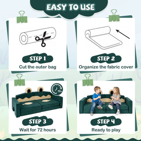 17 Pieces Crocodile Theme Toddler Foam Building Fort