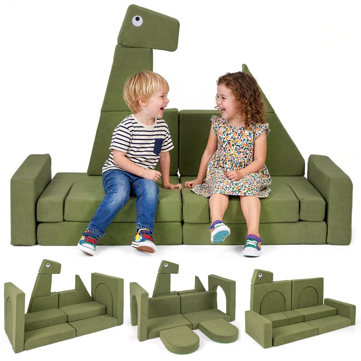13 Pieces Dinosaur Theme Toddler Foam Building Fort