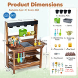 Outdoor Wood Mud Kitchen for Kids, Sensory Kitchen Playset for Children Age 3+