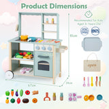 Play Kitchen for Kids, Wooden Kitchen Playset with Stoves, Oven, Rolling Chef Pretend Play Set