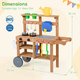 Rolling Outdoor Play Kitchen with Wheels for Boys Girls Ages 3 Plus