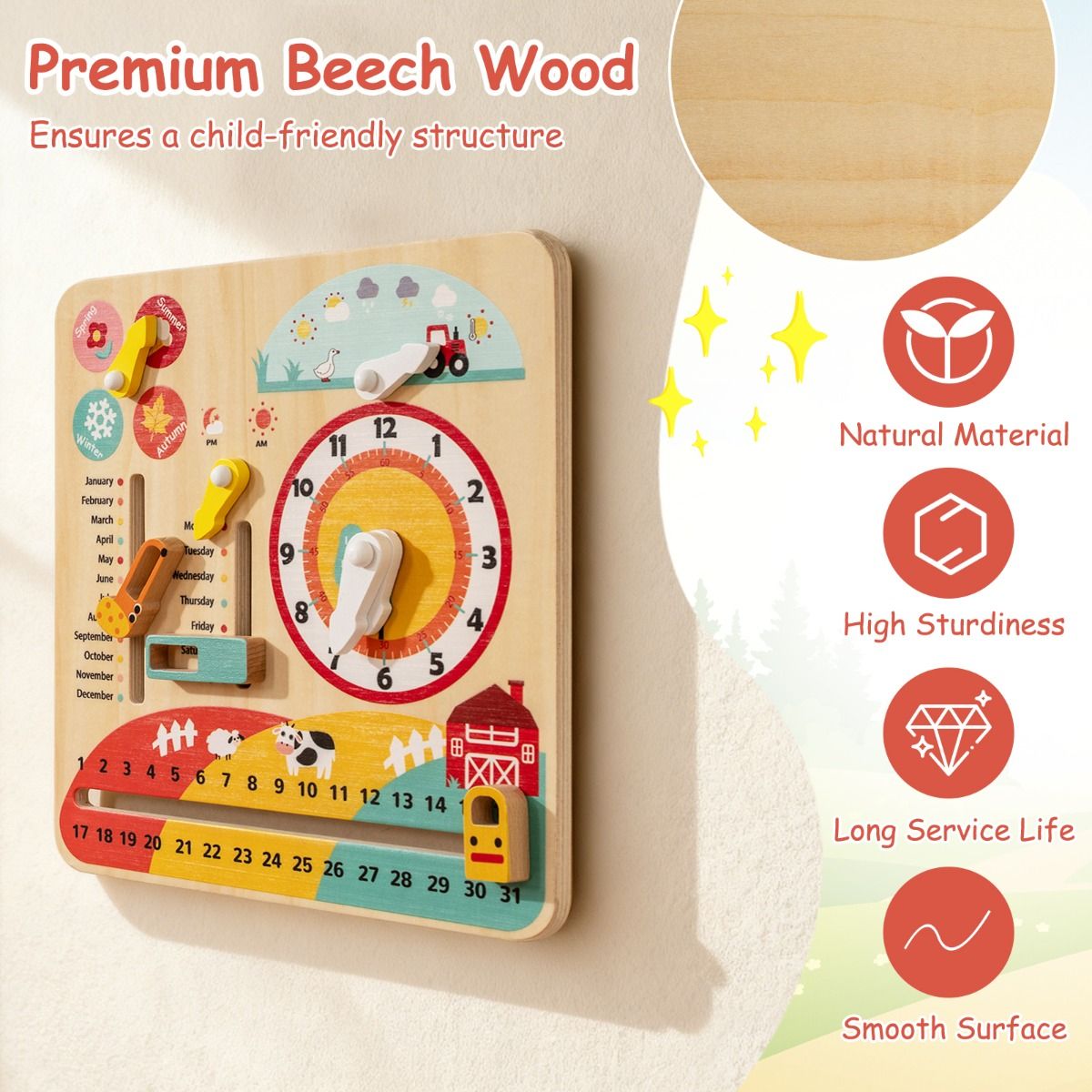 Educational Learning Clock Toy About Season and Weather