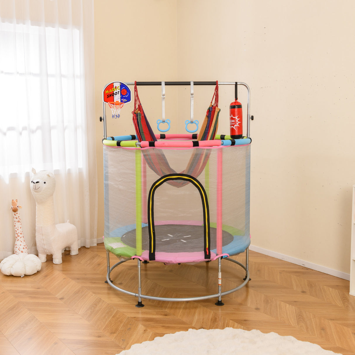 55" Kids Trampoline, Toddler Trampoline for for 3-6 Years Old Boys & Girls