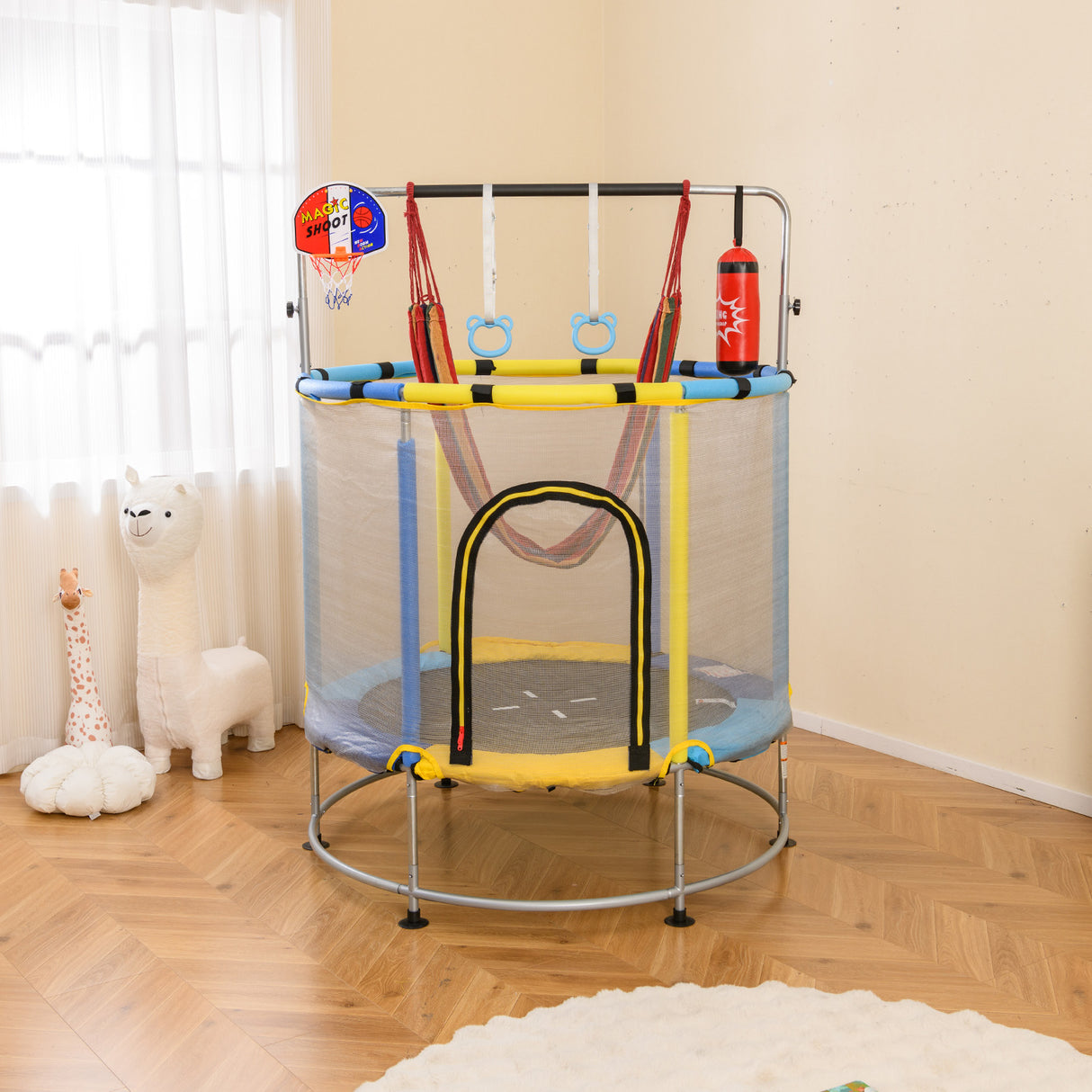 55" Kids Trampoline, Toddler Trampoline for for 3-6 Years Old Boys & Girls