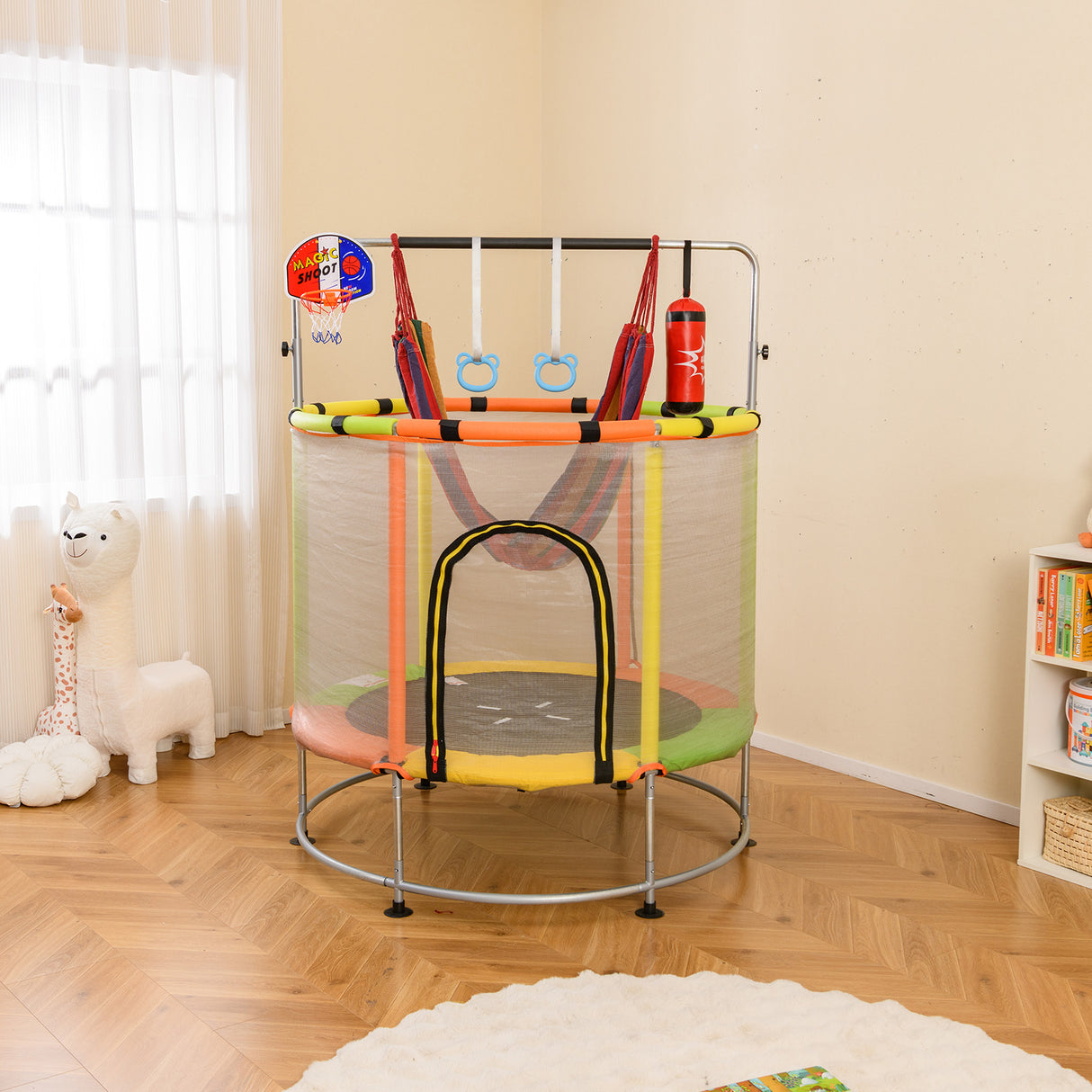 55" Kids Trampoline, Toddler Trampoline for for 3-6 Years Old Boys & Girls