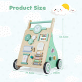 Montessori Walker w/ Mirror & Clock, Shape Sorter, Tracking Game, Xylophone with Mallet for 1+ Years Old Boys & Girls