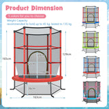 HONEY JOY 5.3FT Kids Trampoline, Toddler Trampoline w/Safe Enclosure Net, Accessories Bag, Jumping Pad