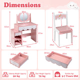 Kids Vanity Set with 360° Rotating Mirror & Chair for Girls