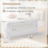 Foldable Bed Rail for Toddlers with Detachable Oxford Fabric Cover