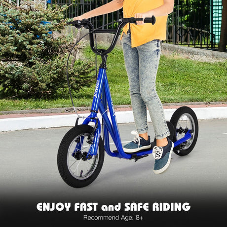 Height Adjustable Youth Scooter with 2 V-Type Handbrakes for Kids 8-12