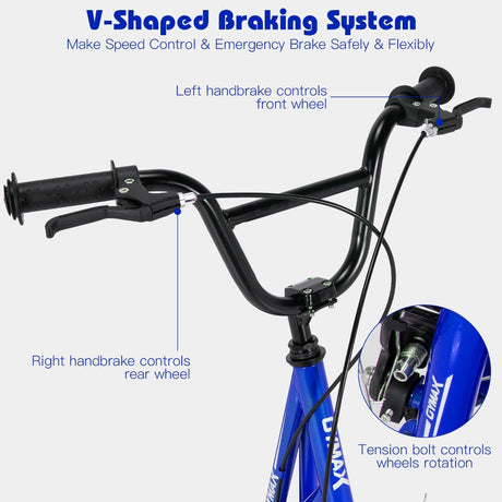 Height Adjustable Youth Scooter with 2 V-Type Handbrakes for Kids 8-12