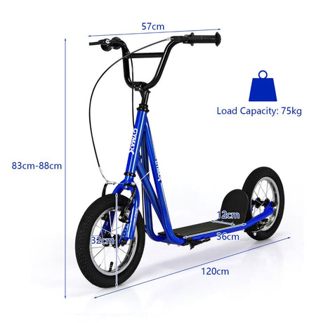 Height Adjustable Youth Scooter with 2 V-Type Handbrakes for Kids 8-12
