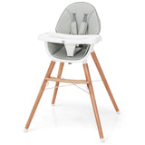 BABY JOY Baby High Chair, Wooden Highchair for Babies Infants w/Double 4-Gear Tray
