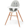 BABY JOY Baby High Chair, Wooden Highchair for Babies Infants w/Double 4-Gear Tray