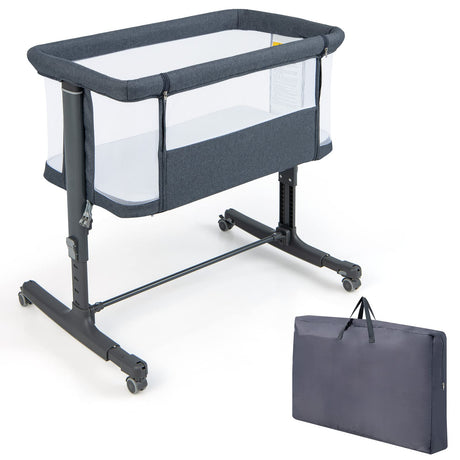 BABY JOY 3 in 1 Baby Bedside Bassinet Baby Cot with Mattress & 5 Adjustable Height