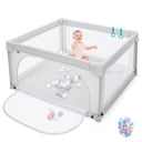 BABY JOY Baby Playpen Large Play Activity Center for Babies w/50 Balls, 2 Pull Rings