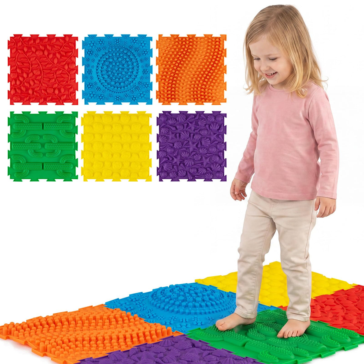 HONEY JOY 6 PCS Sensory Mats for Child Aged 3+ Years Old & Adults