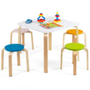 HONEY JOY 5 Pieces Kids Table & Chair Set, 1 Square Table & 4 Round Chairs