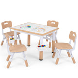 HONEY JOY Kids Table and 4 Chairs Set, Height Adjustable Toddler Desk and Chair Set