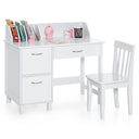 Kid's Study Desk & Chair Set, Children Table with Wide Desktop for 3+ Years Old Boys and Girls