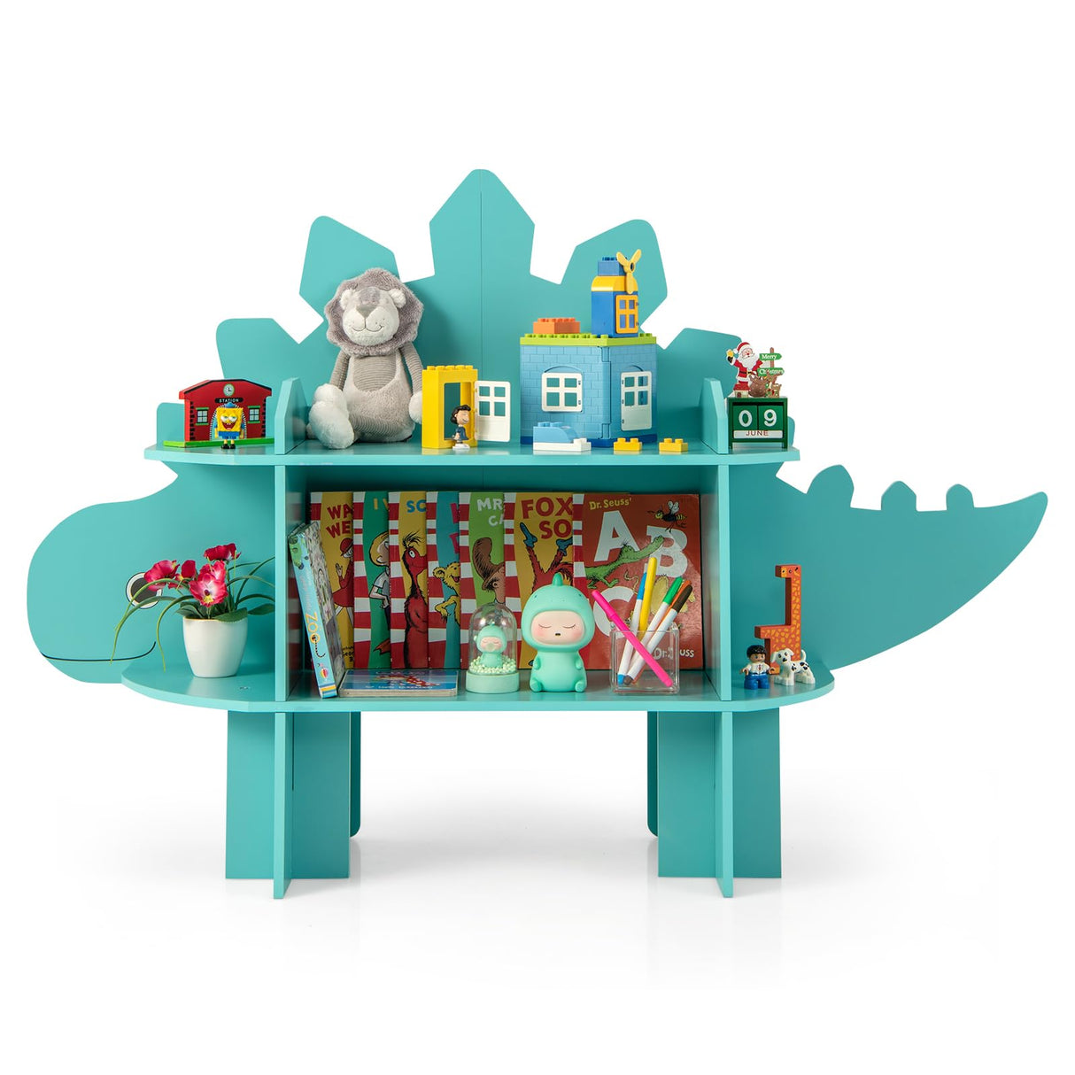 HONEY JOY Dinosaur Bookcase for Play Room, Nursery, Kindergarten
