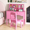 HONEY JOY Kids Study Desk and Chair Set, Children Wooden Craft Table with Chair, Hutch and Storage Cabinet for 3+ Years Old