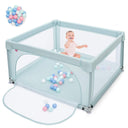 BABY JOY Baby Playpen Large Play Activity Center for Babies w/50 Balls, 2 Pull Rings