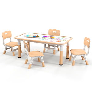 HONEY JOY Kids Table and 4 Chairs Set, Height Adjustable Toddler Desk & Chairs for 3+ Years