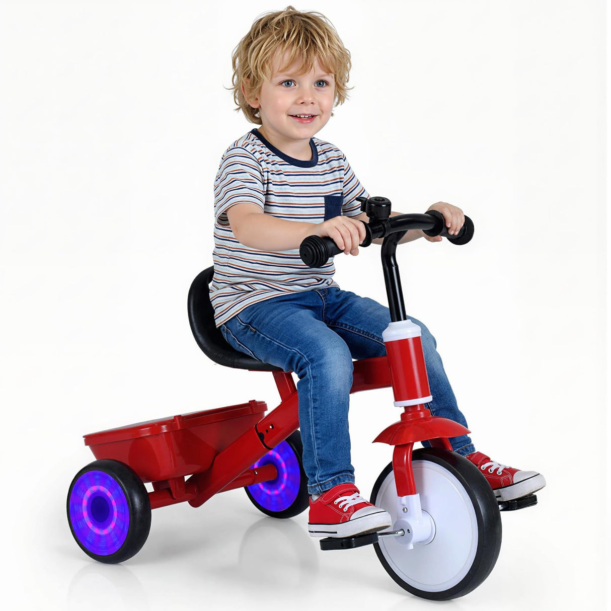 Toddler Bike with Glowing Rear Wheels and Adjustable Seat