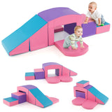 6 PCS Foam Climbing Blocks with Tunnel Stairs and Ramp for 12 Months+