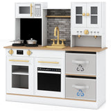 Kids Kitchen Playset Wooden Pretend Play Kitchen with Stoves
