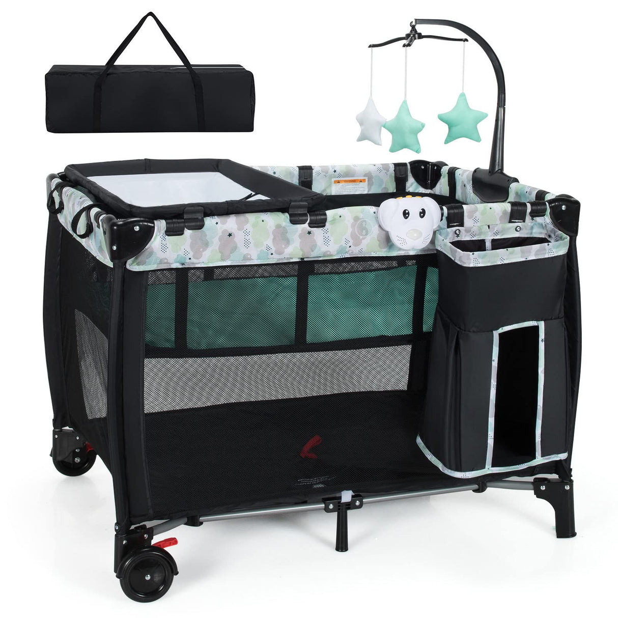 BABY JOY 3-in-1 Portable Baby Bassinets, Folding Travel Cot for Infant Toddler
