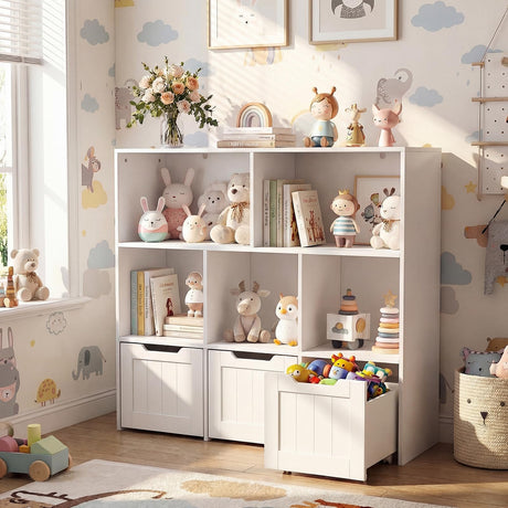 HONEY JOY Kids Toy Storage Organizer, Children Bookshelf Toy Chest Box