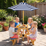 Kids Picnic Table with Stools and Foldable Adjustable Umbrella for Backyard and Patio
