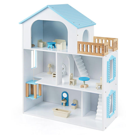 HONEY JOY 3-Story Wooden Dollhouse Playset for Kids