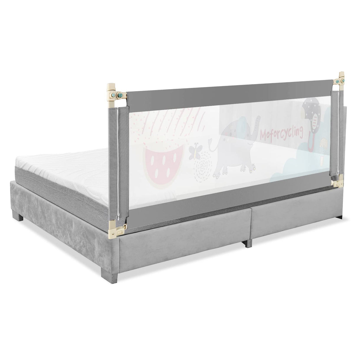 176CM Toddler Bedrail, 72.5-101.5 CM Extra Tall Bed Guardrail w/Anti-Collision Cotton