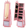 HONEY JOY 360° Swivel Kids Jewelry Cabinet, 3-in-1 Freestanding Full Length Dressing Mirror