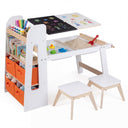 HONEY JOY Kids Sensory Table and Chairs,Art Desk Set with Paper Roll