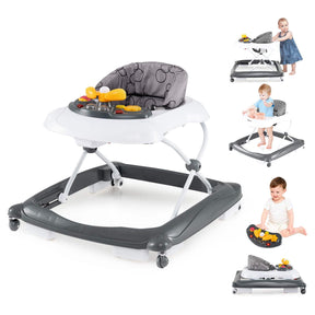 Baby walker with toys on a white background